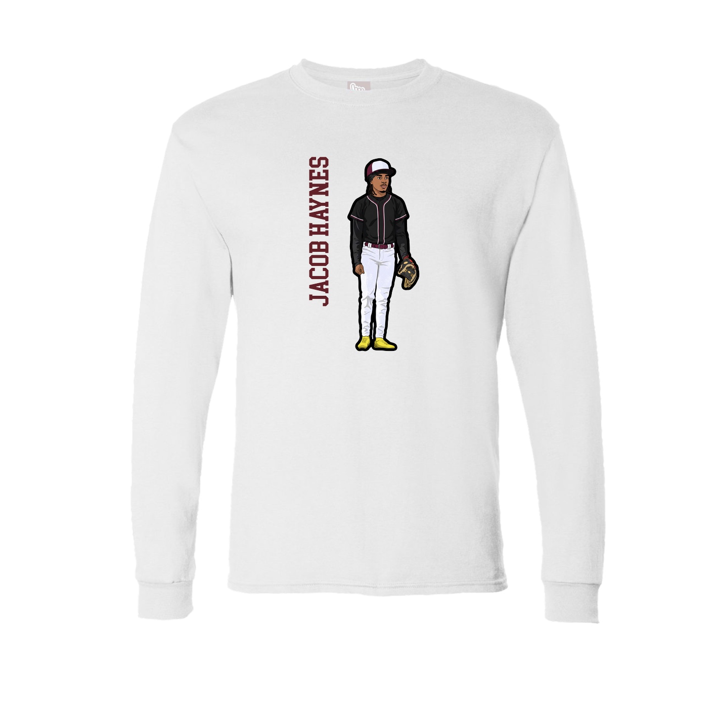 Long Sleeve Tee — Name Vertical in White