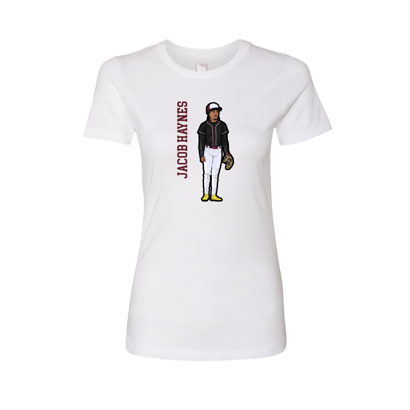 Womens Tee — Name Vertical in White