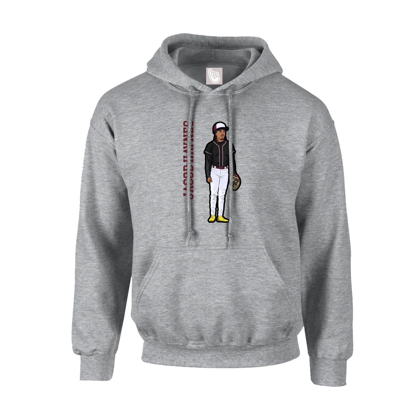 Youth Hoodie — Name Vertical in Grey
