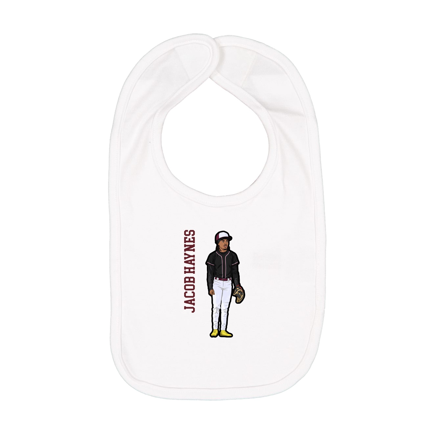 Infant Bib — Name Vertical in White