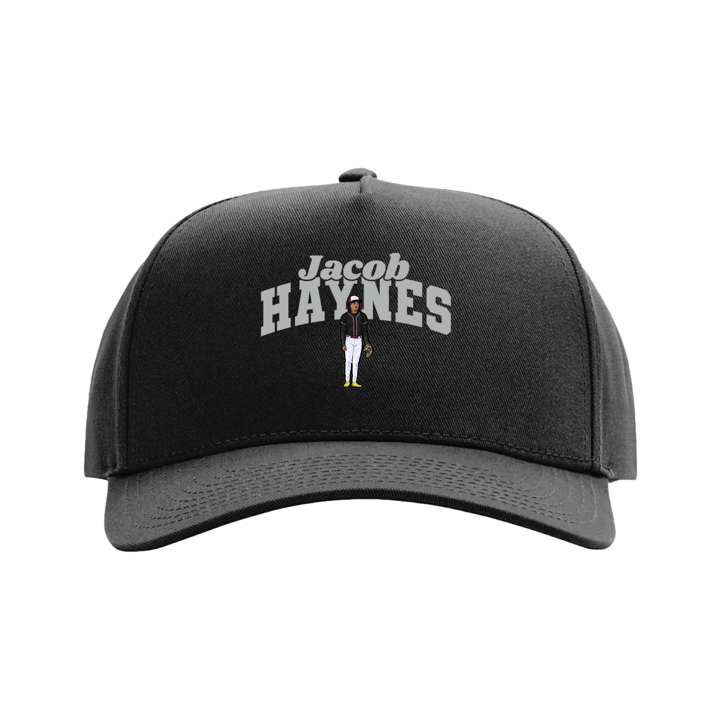 Full Fabric Five-Panel Champ Cap — Signature Arch in Black