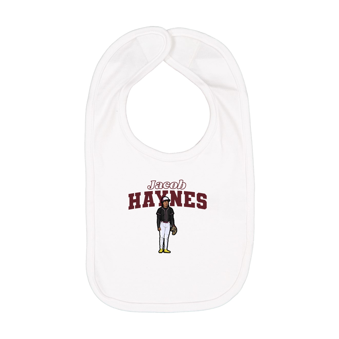 Infant Bib — Name Arch in White