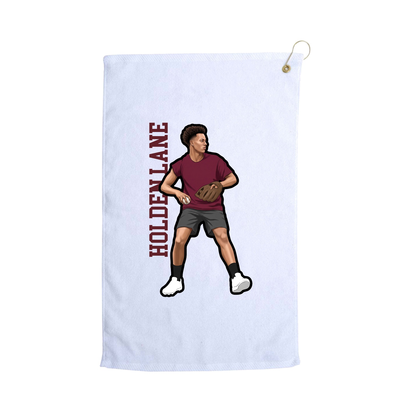 Golf Towel — Name Vertical in White