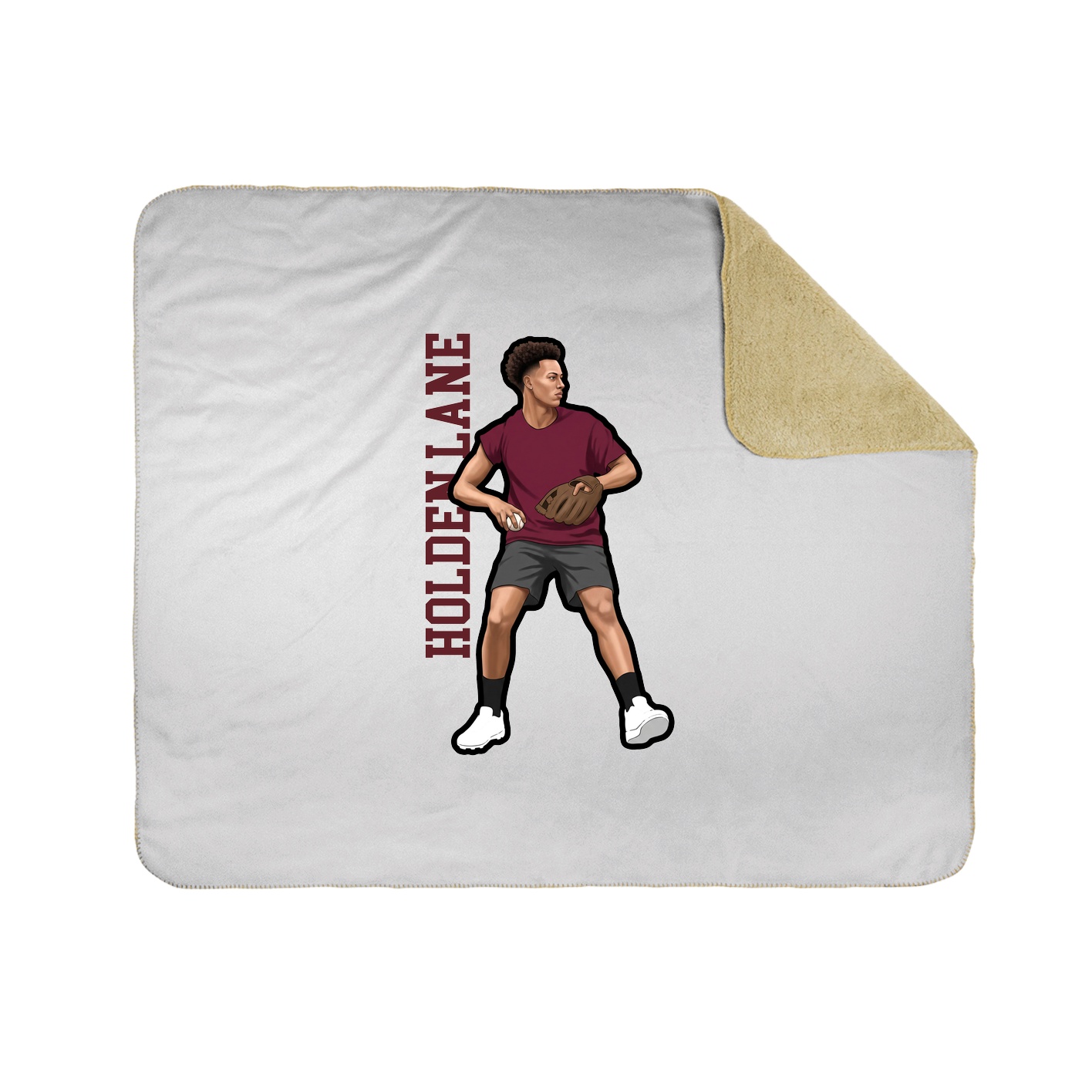 Throw Blanket — Name Vertical in White