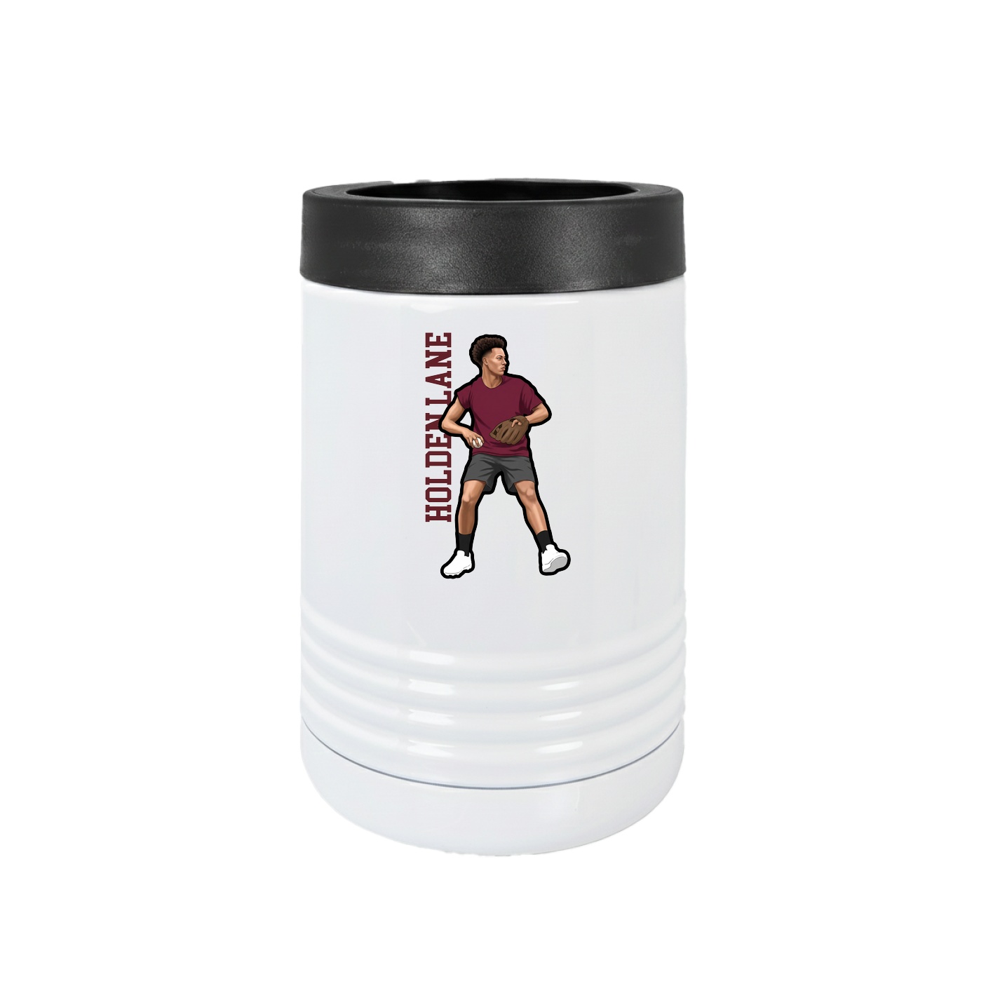 Beverage Holder — Name Vertical in White