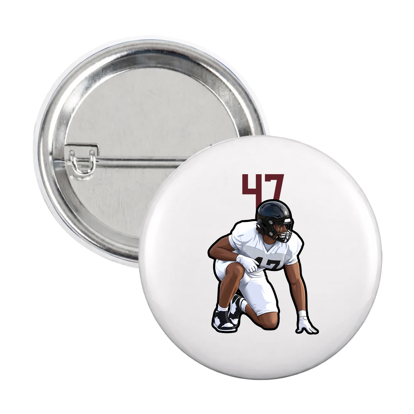 Game Day Button — Number Top in White