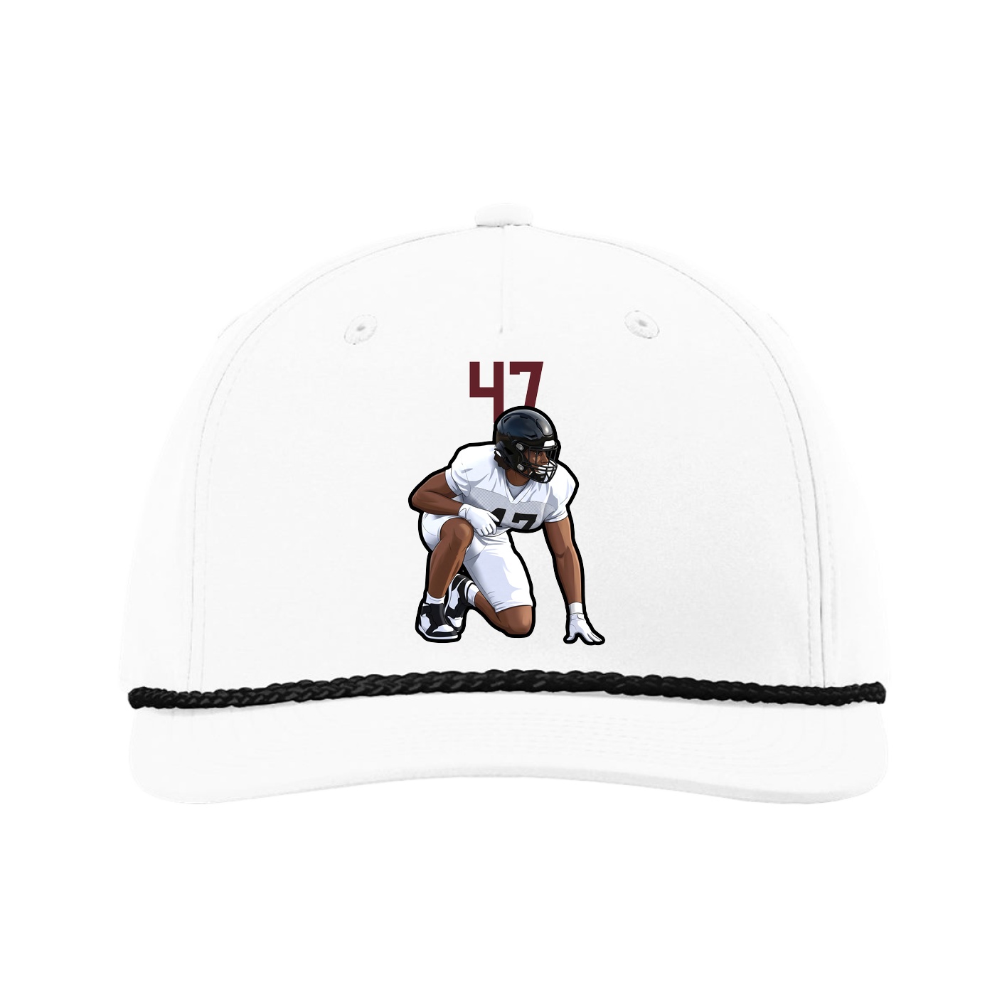 Five-Panel Classic Rope Cap — Number Top in White