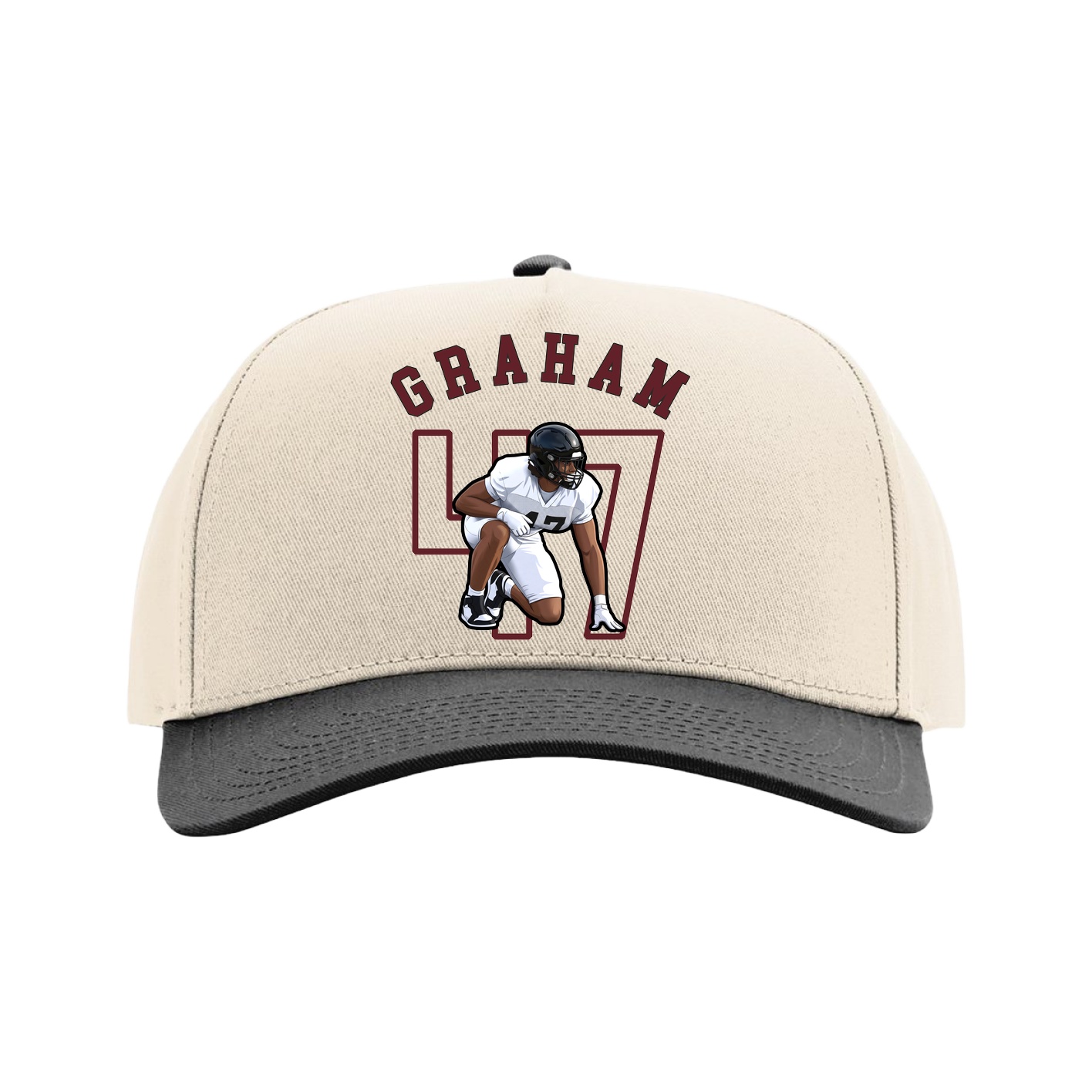 Full Fabric Five-Panel Champ Cap — Shirsey Arch in Cream/Black