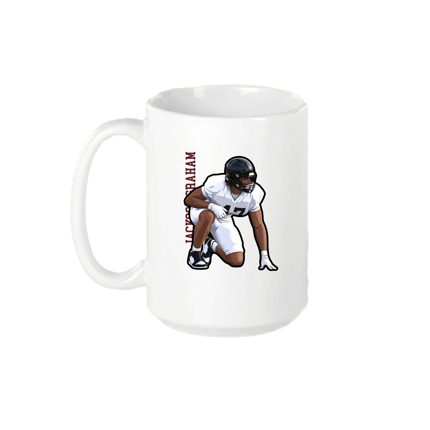 15oz Coffee Mug — Name Vertical in White