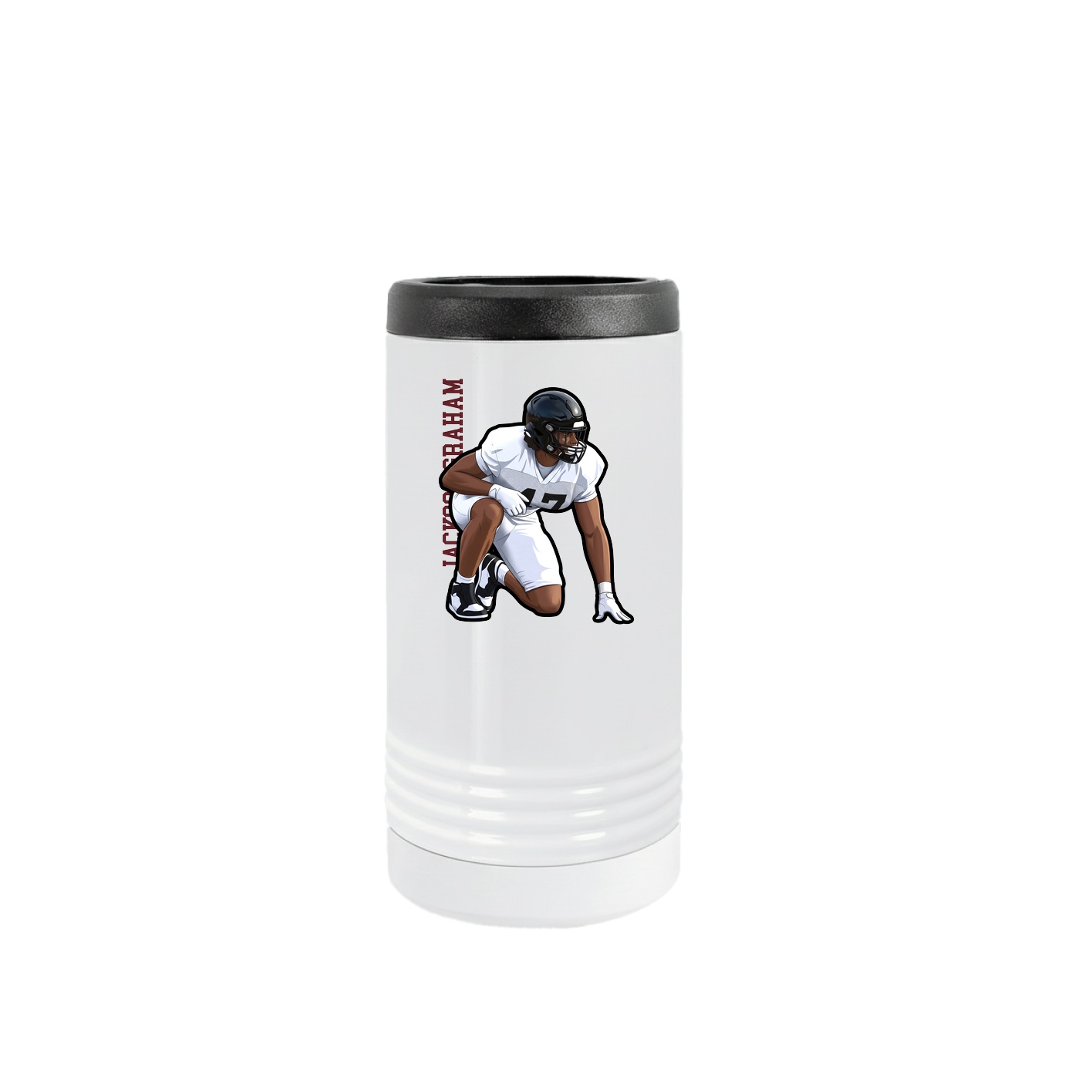 Slim Beverage Holder — Name Vertical in White