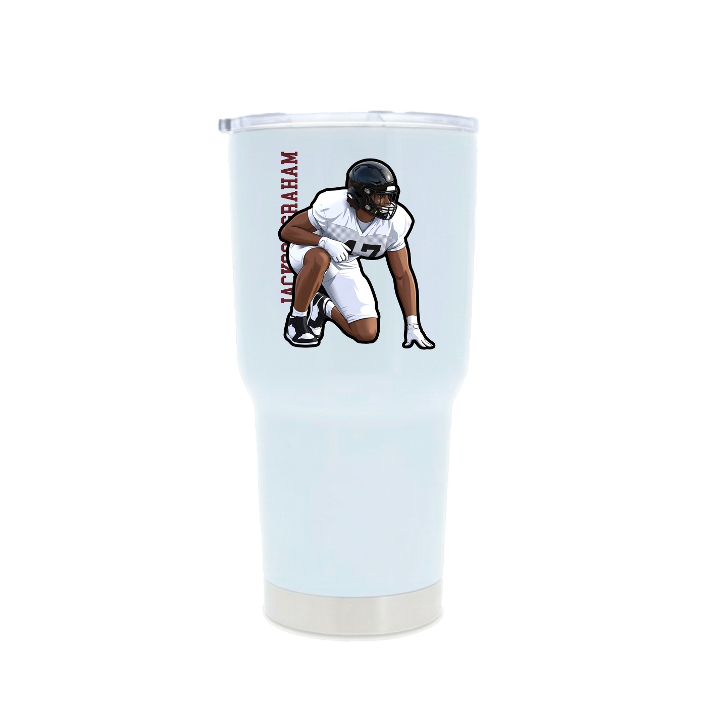 30oz Stainless Steel Tumbler — Name Vertical in White