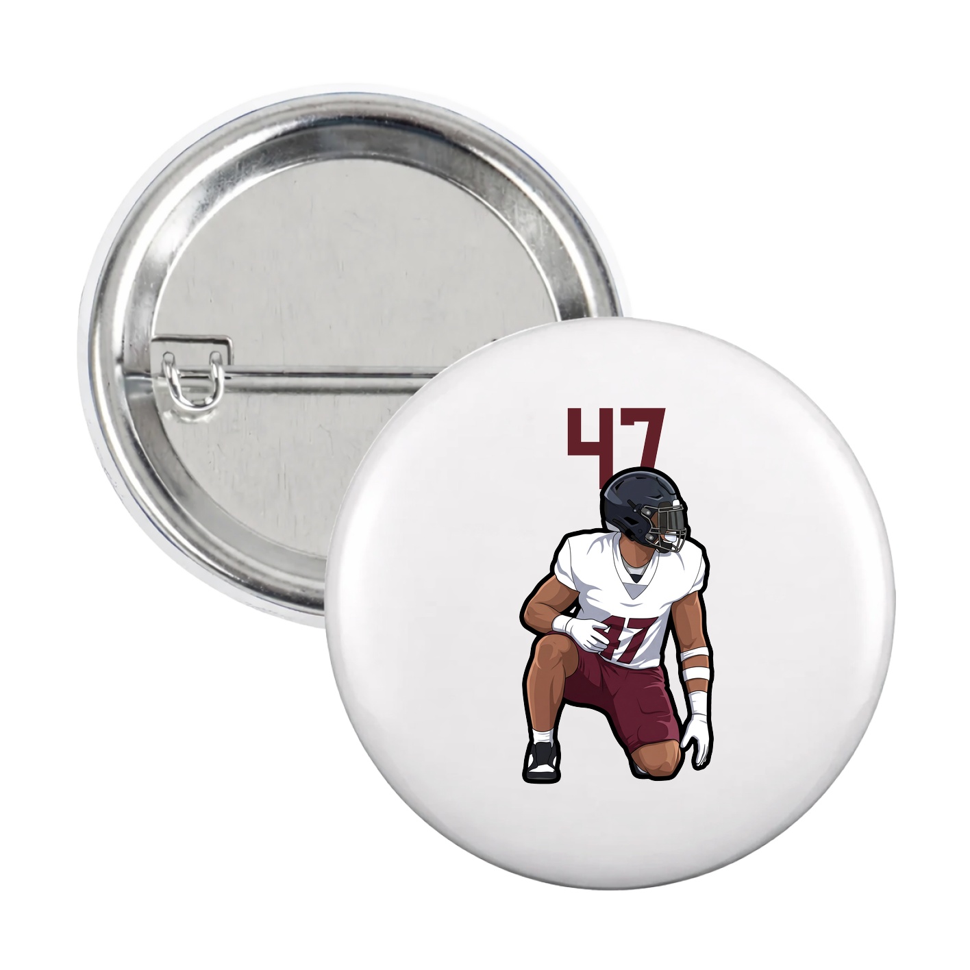 Game Day Button — Number Top in White