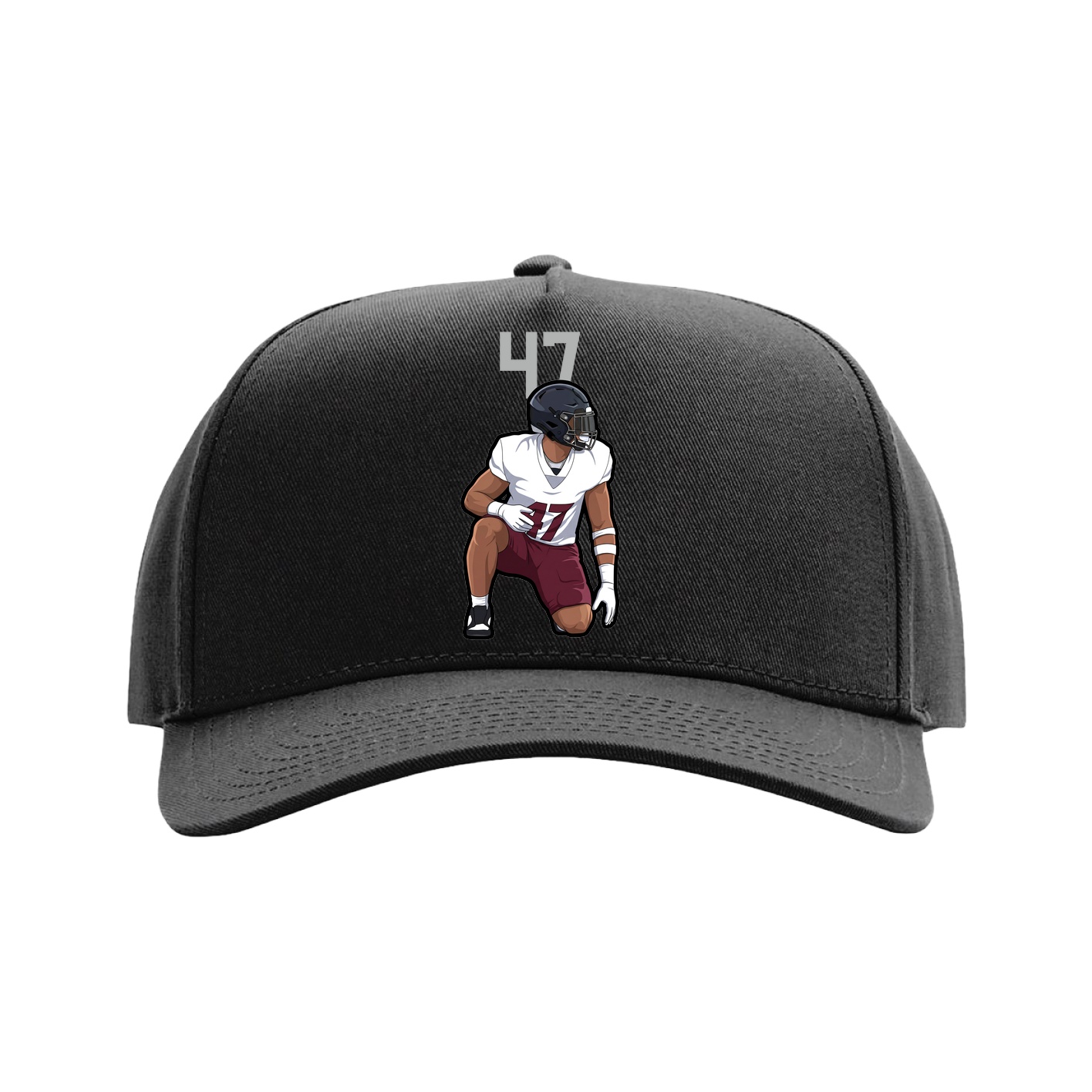 Full Fabric Five-Panel Champ Cap — Number Top in Black