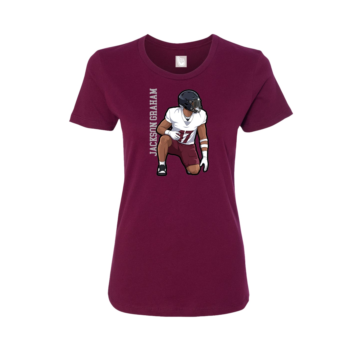 Womens Tee — Name Vertical in Maroon