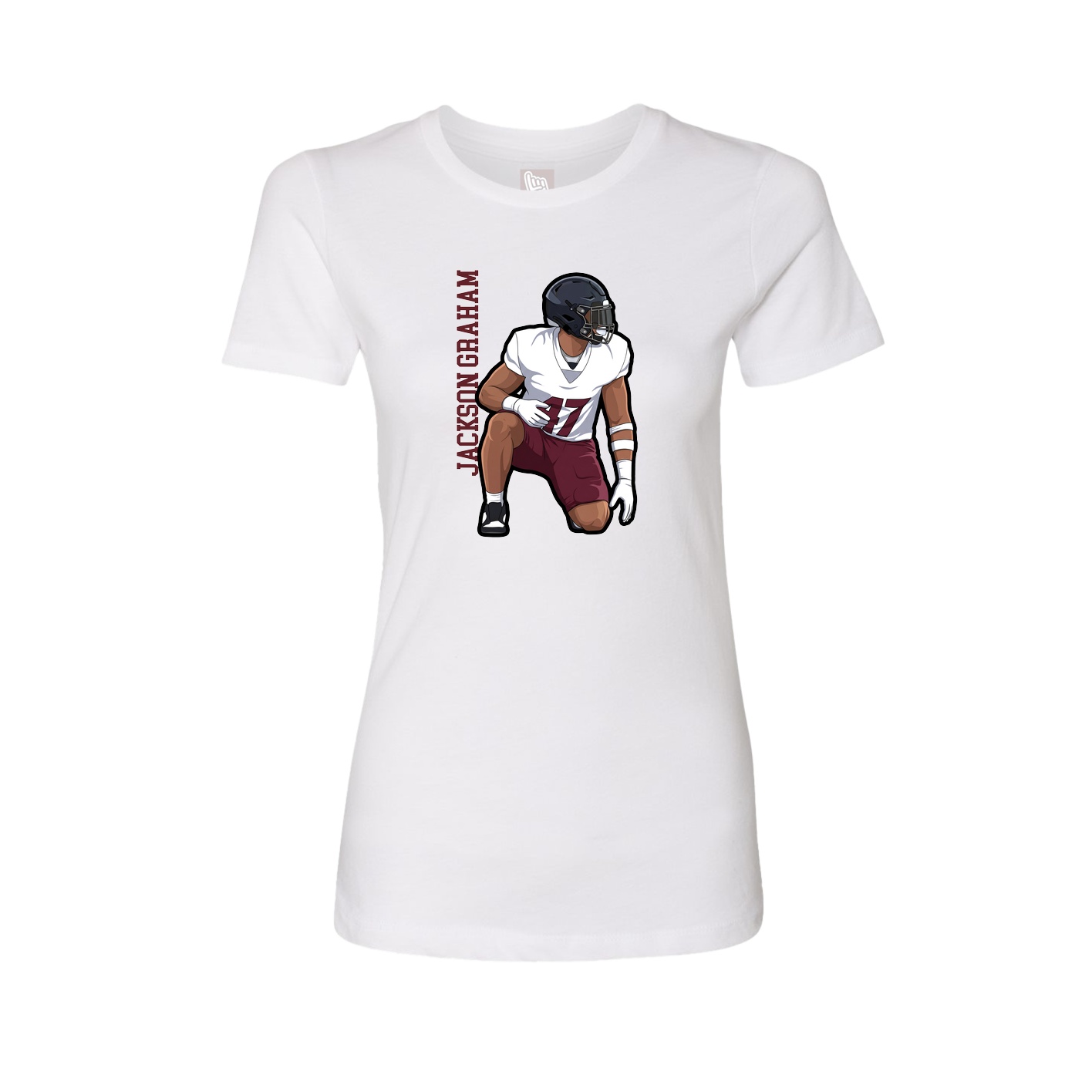 Fitted Women's Tee — Name Vertical in White