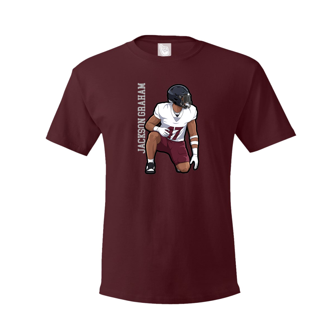 Youth Tee — Name Vertical in Maroon