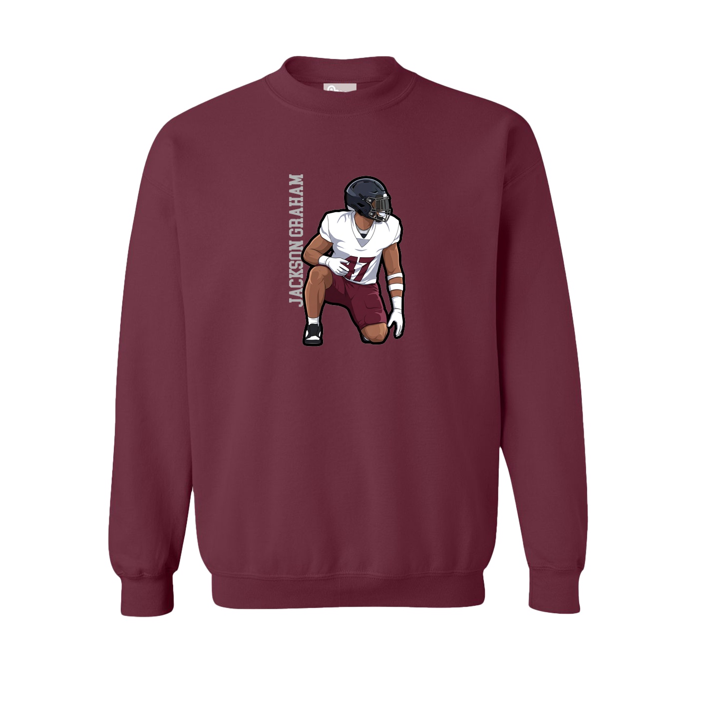 Fleece Crew — Name Vertical in Maroon