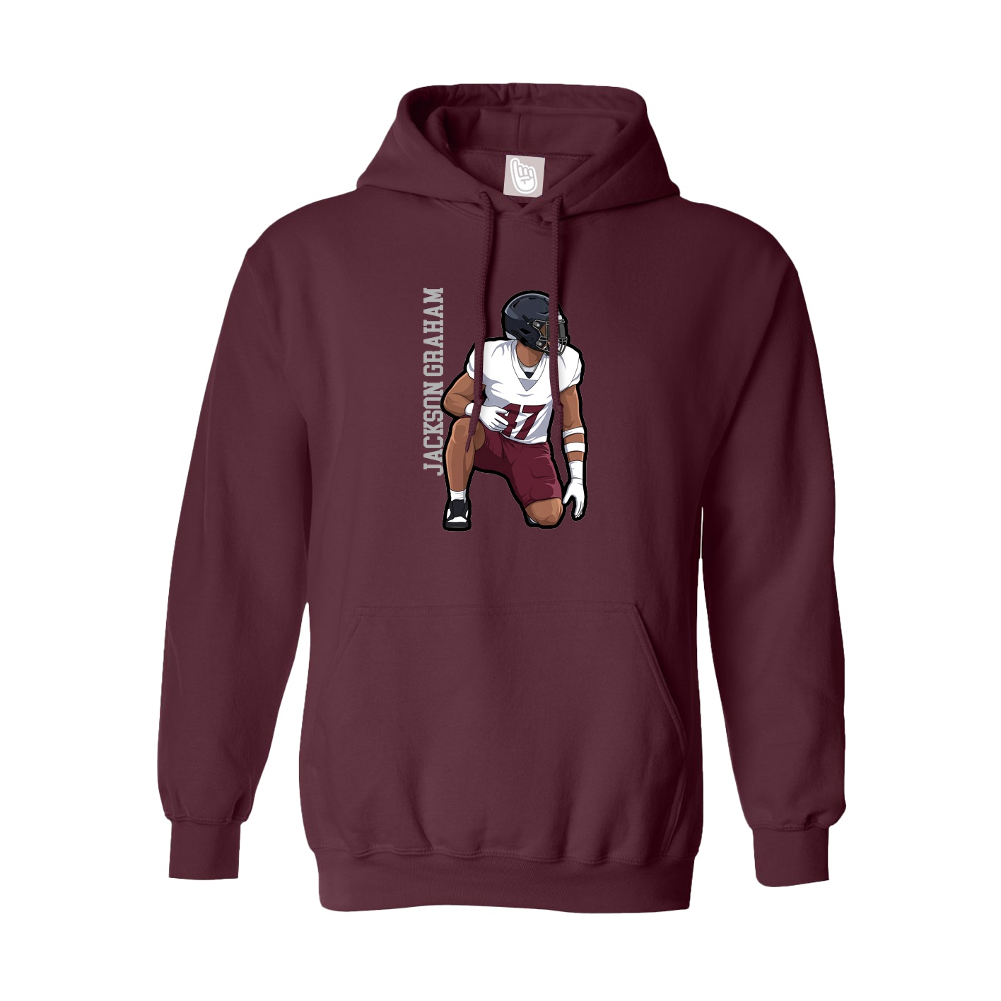 Youth Hoodie — Name Vertical in Maroon