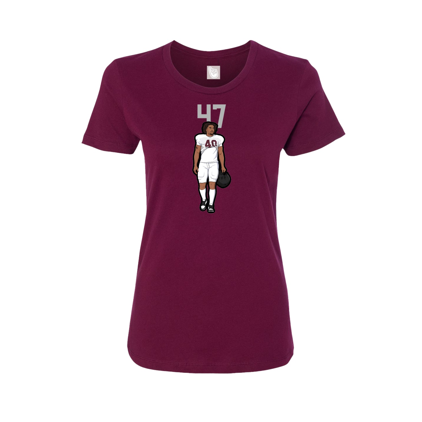 Womens Tee — Number Top in Maroon