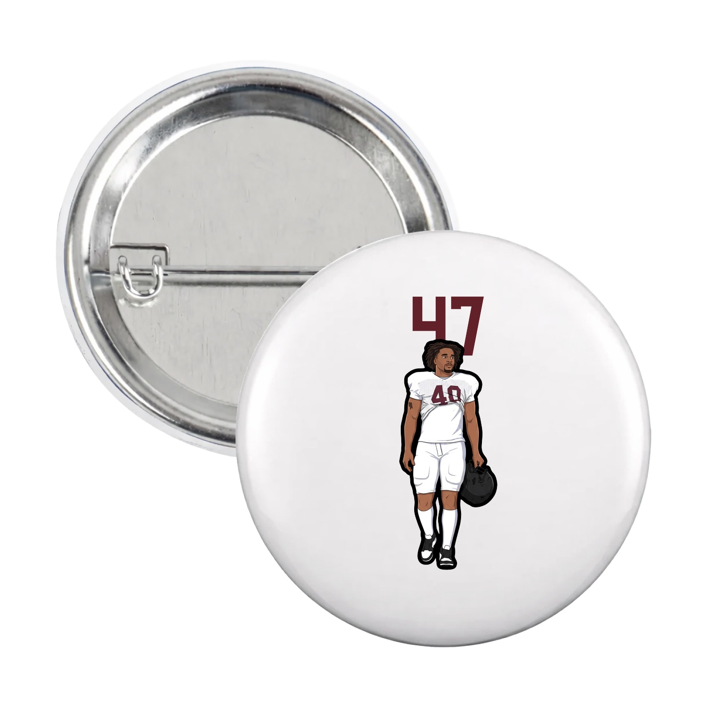 Game Day Button — Number Top in White