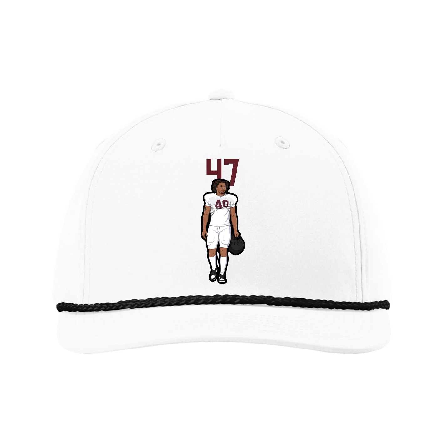 Five-Panel Classic Rope Cap — Number Top in White
