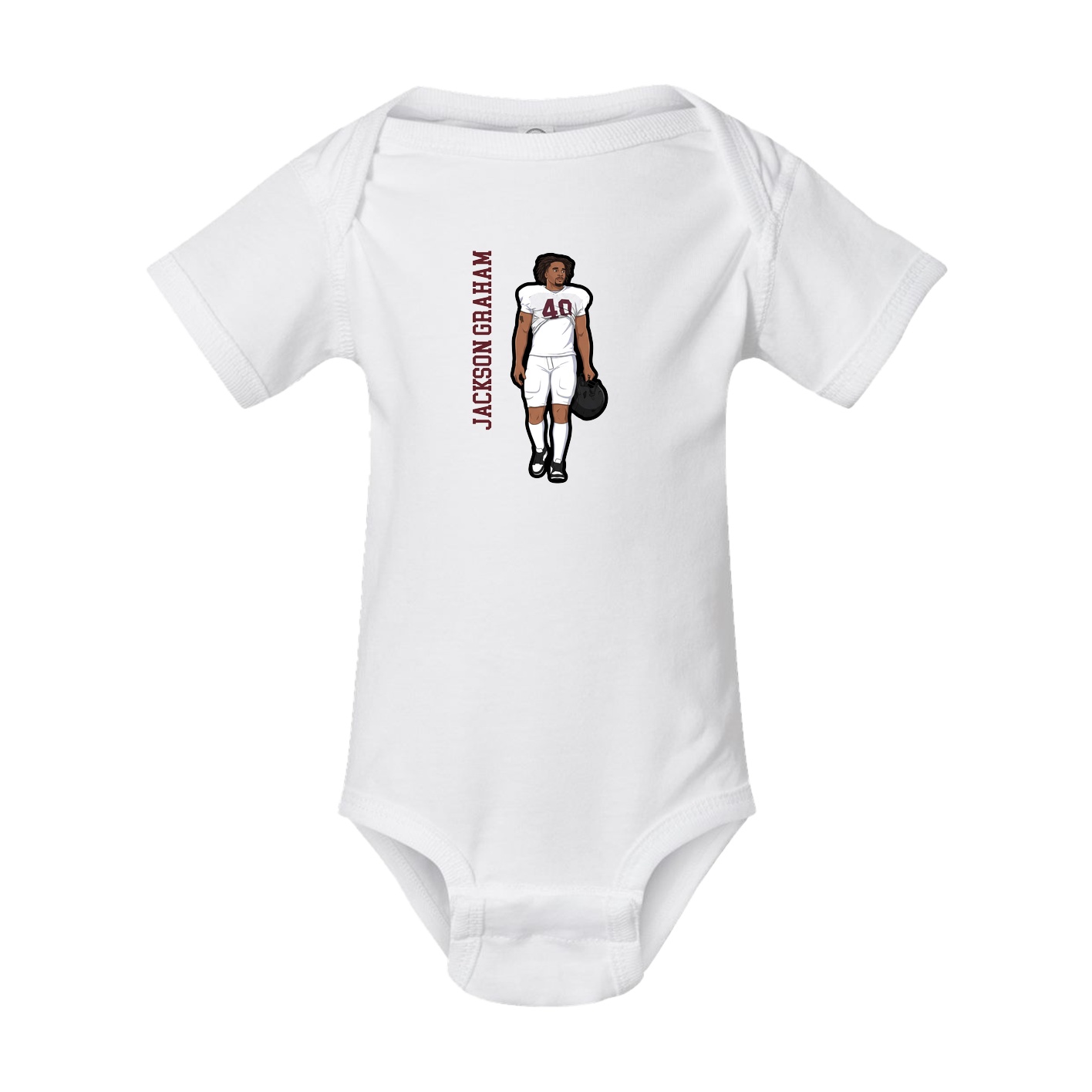 Baby Onesie — Name Vertical in White