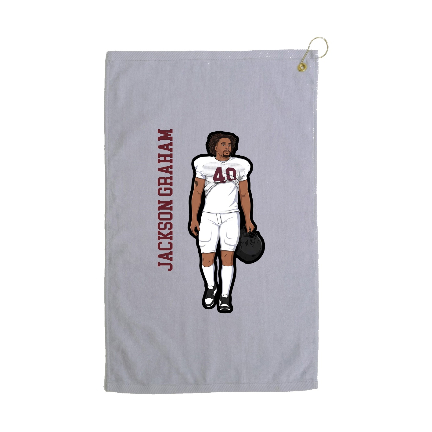 Golf Towel — Name Vertical in Grey