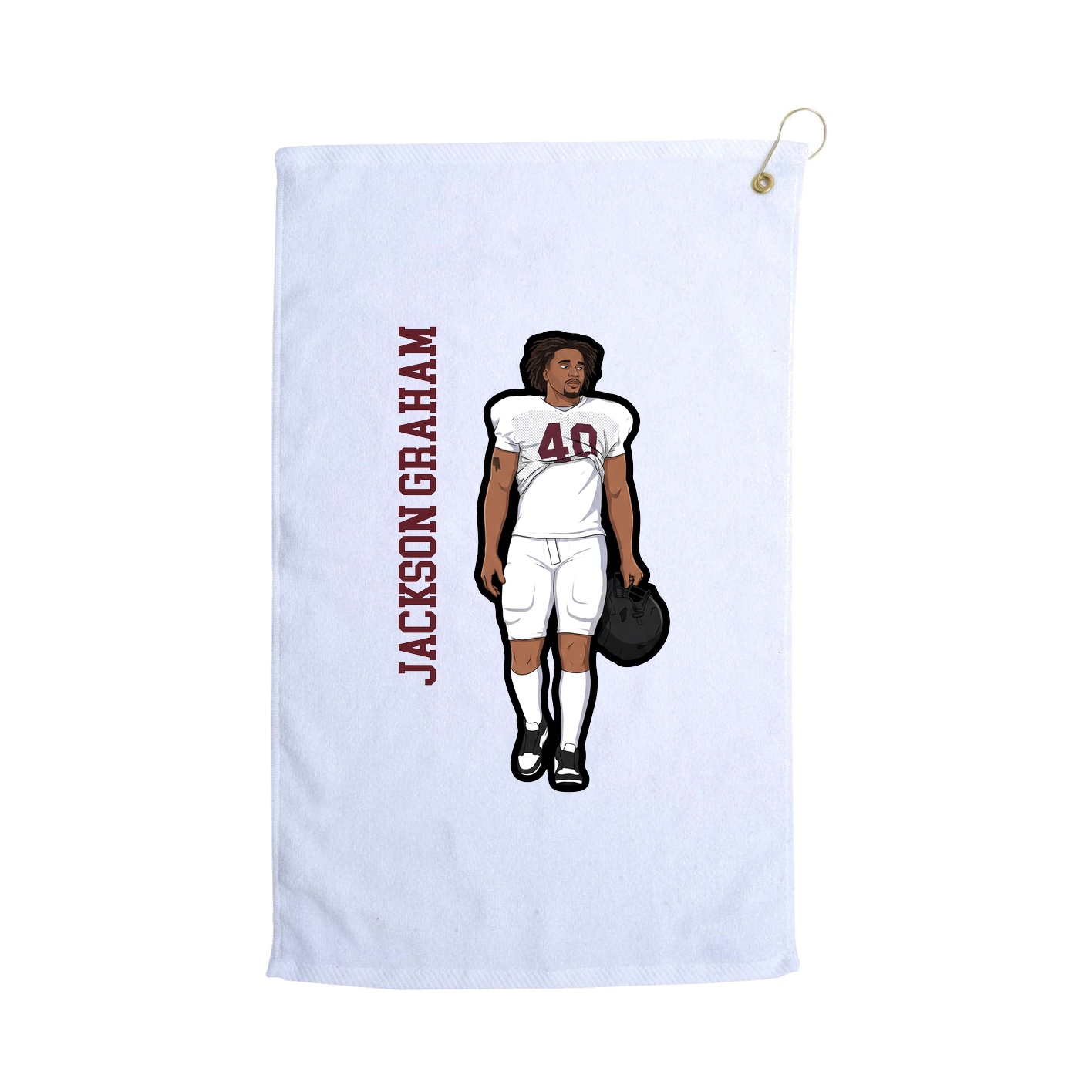 Golf Towel — Name Vertical in White