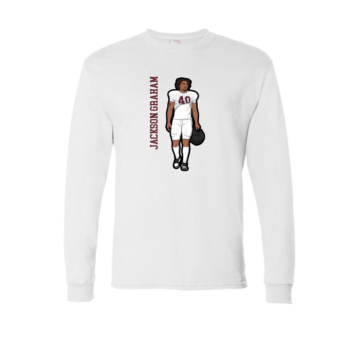 Long Sleeve Tee — Name Vertical in White