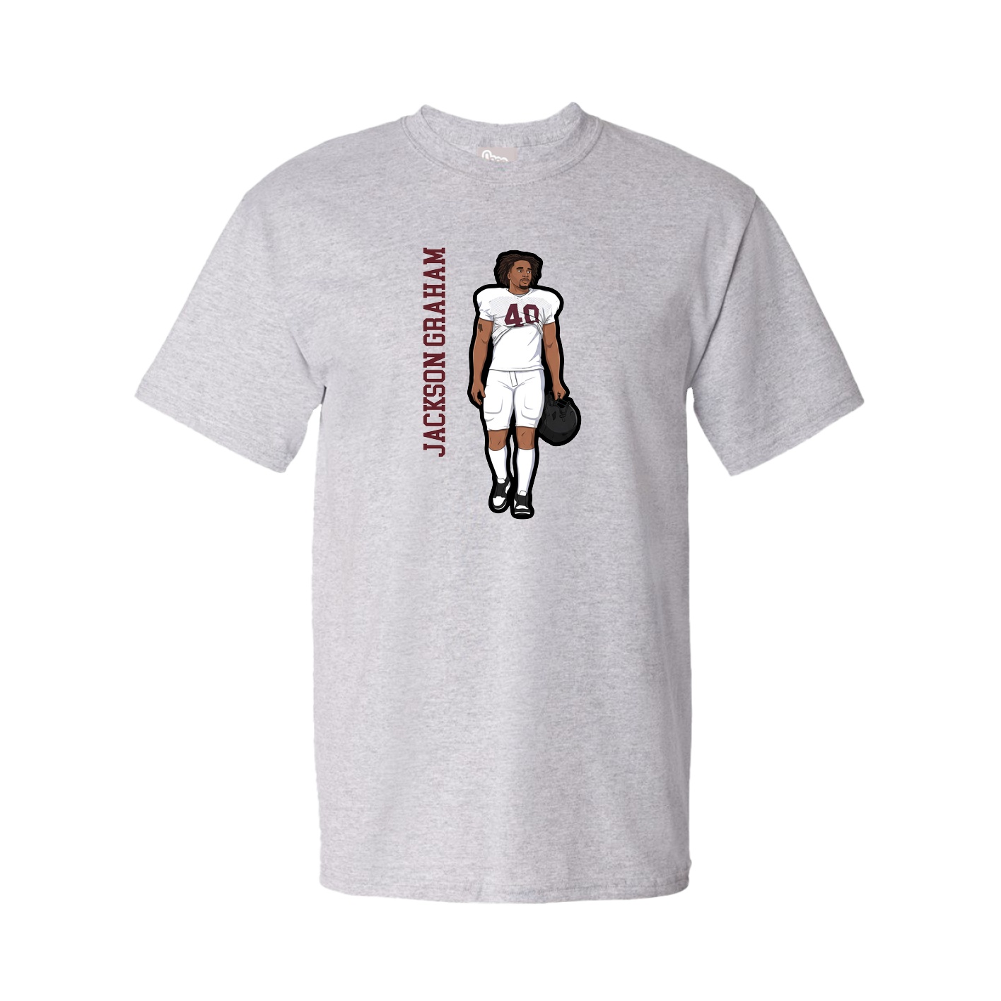 Youth Tee — Name Vertical in Grey