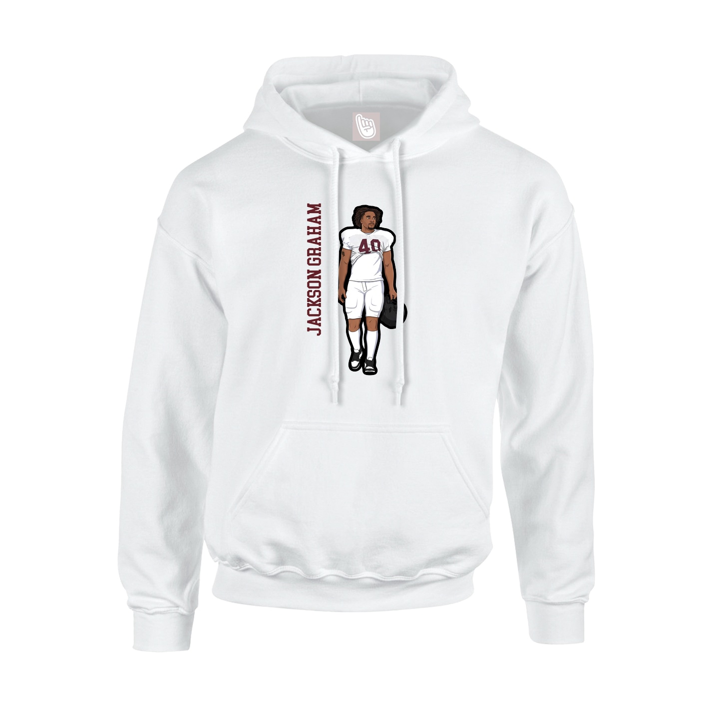 Youth Hoodie — Name Vertical in White