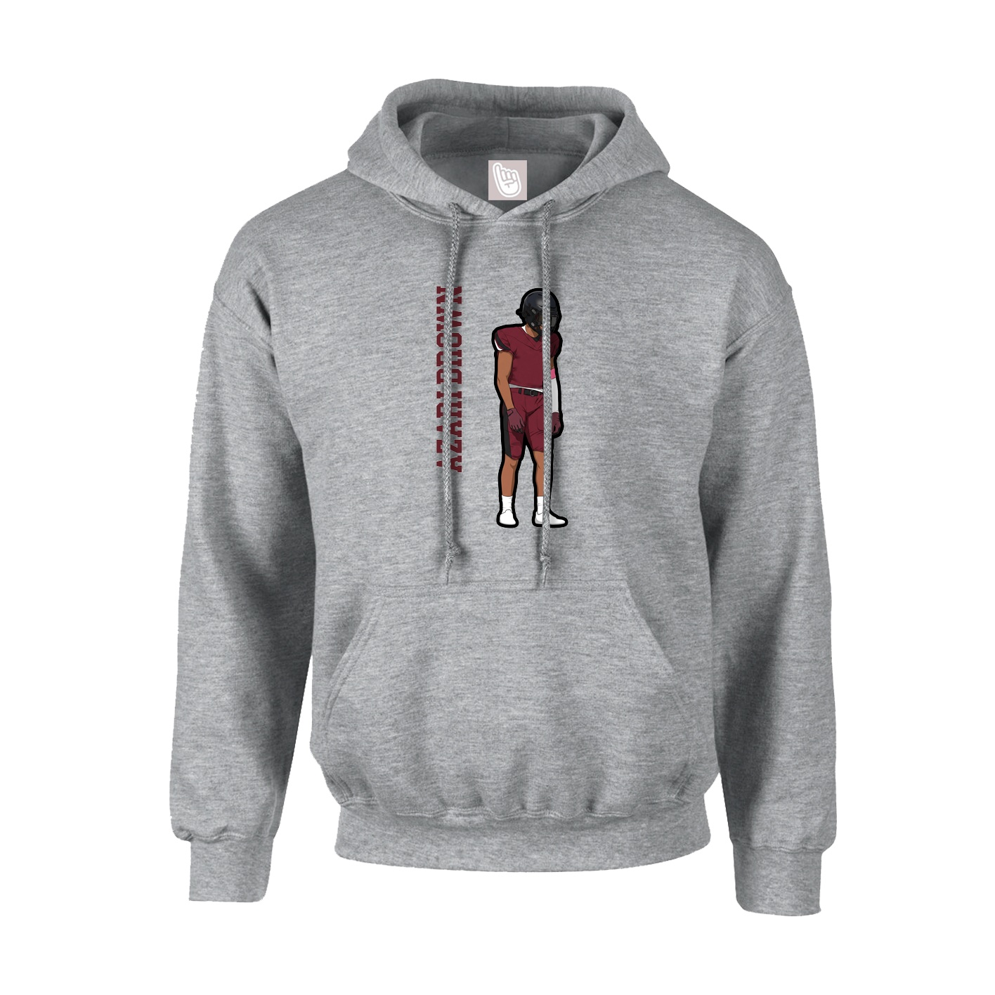 Hoodie — Name Vertical in Grey