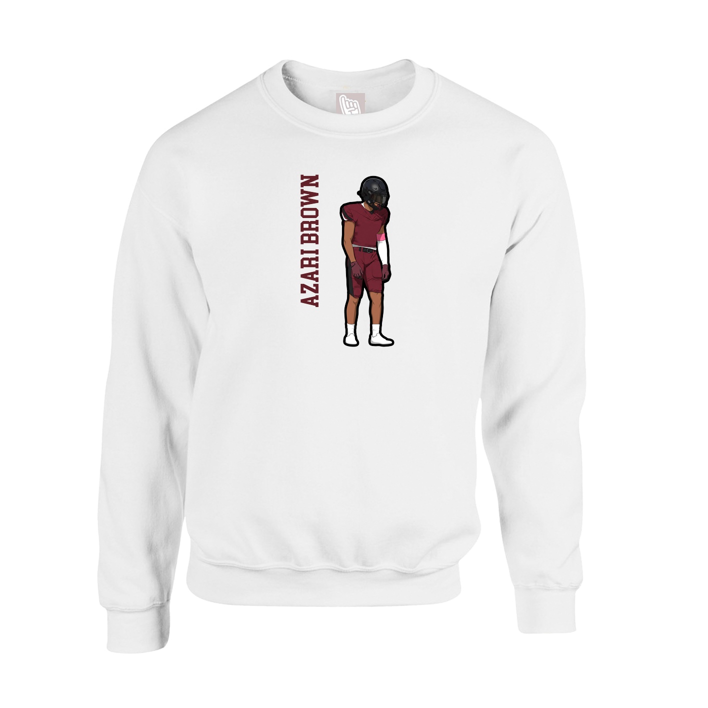 Fleece Crew — Name Vertical in White