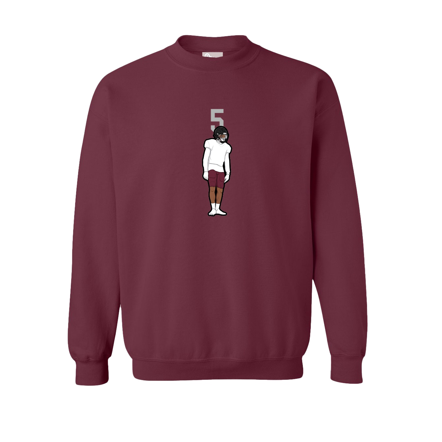 Fleece Crew — Number Top in Maroon