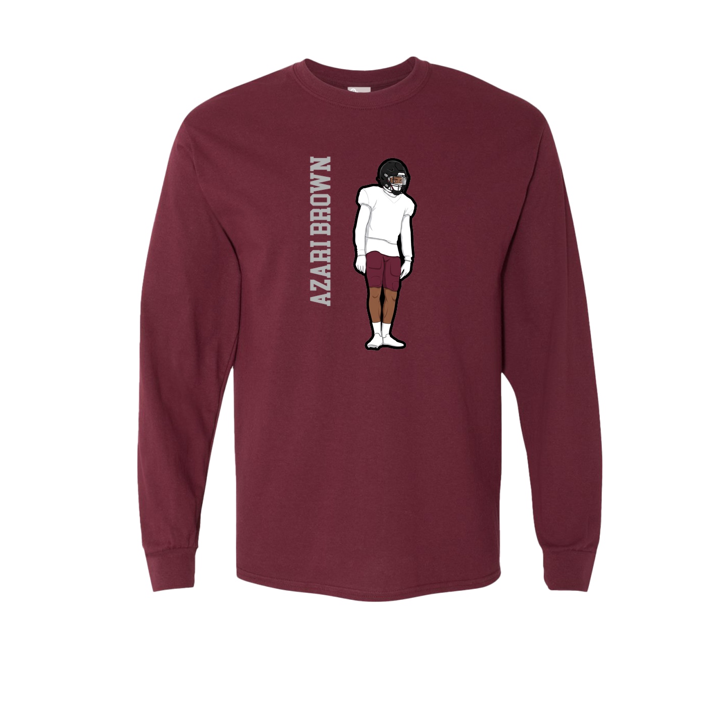 Long Sleeve Tee — Name Vertical in Maroon