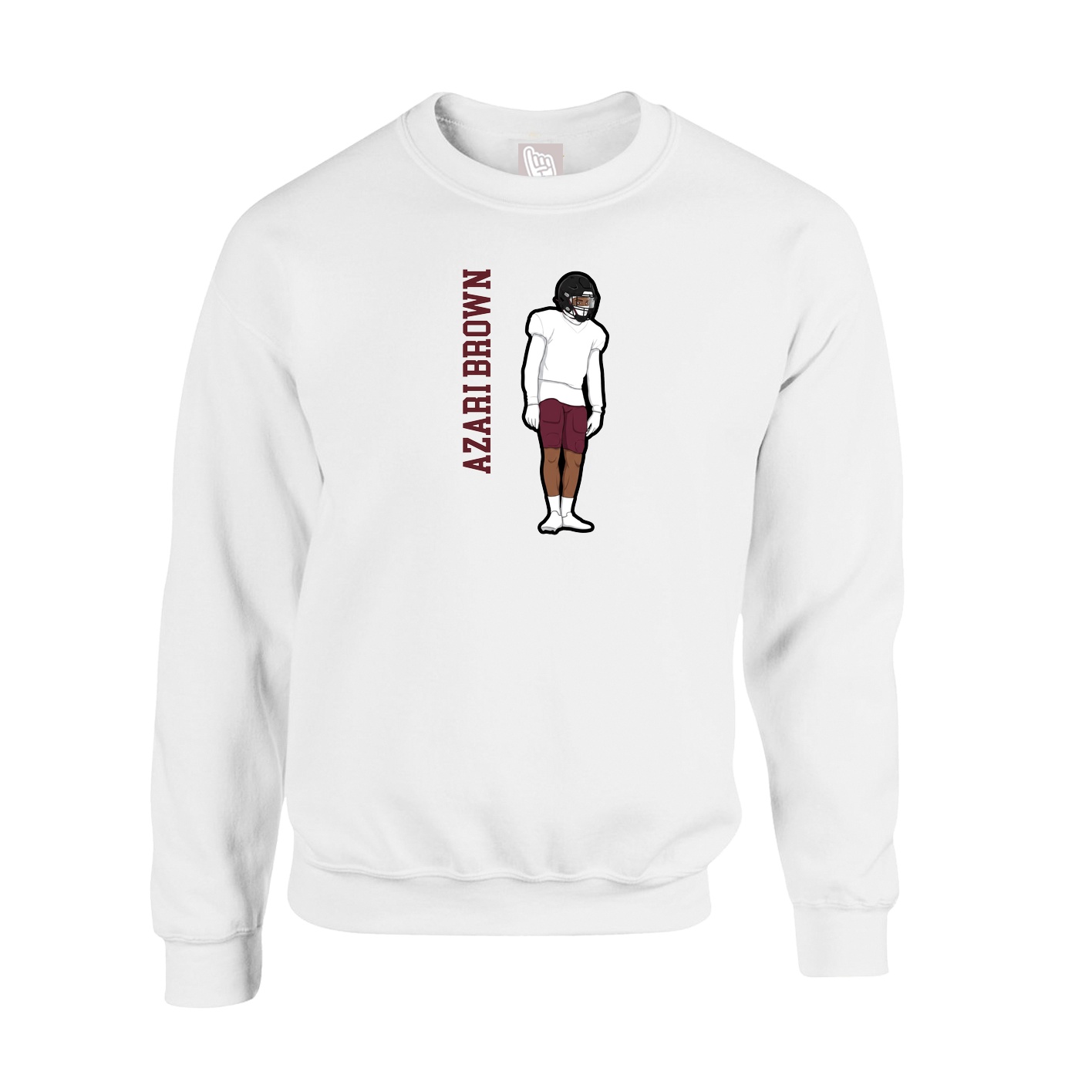Fleece Crew — Name Vertical in White
