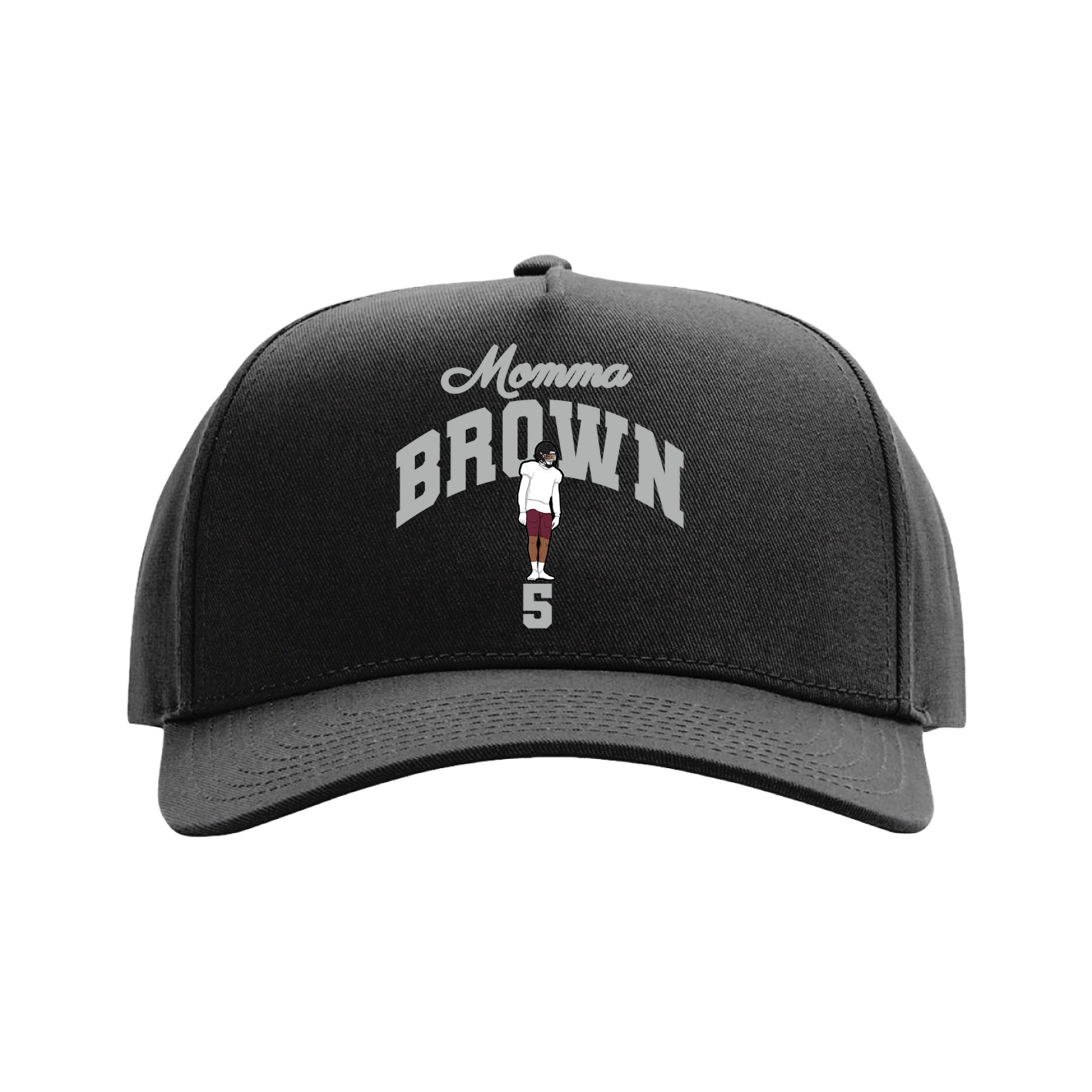 Full Fabric Five-Panel Champ Cap — Mothers Day Arch in Black