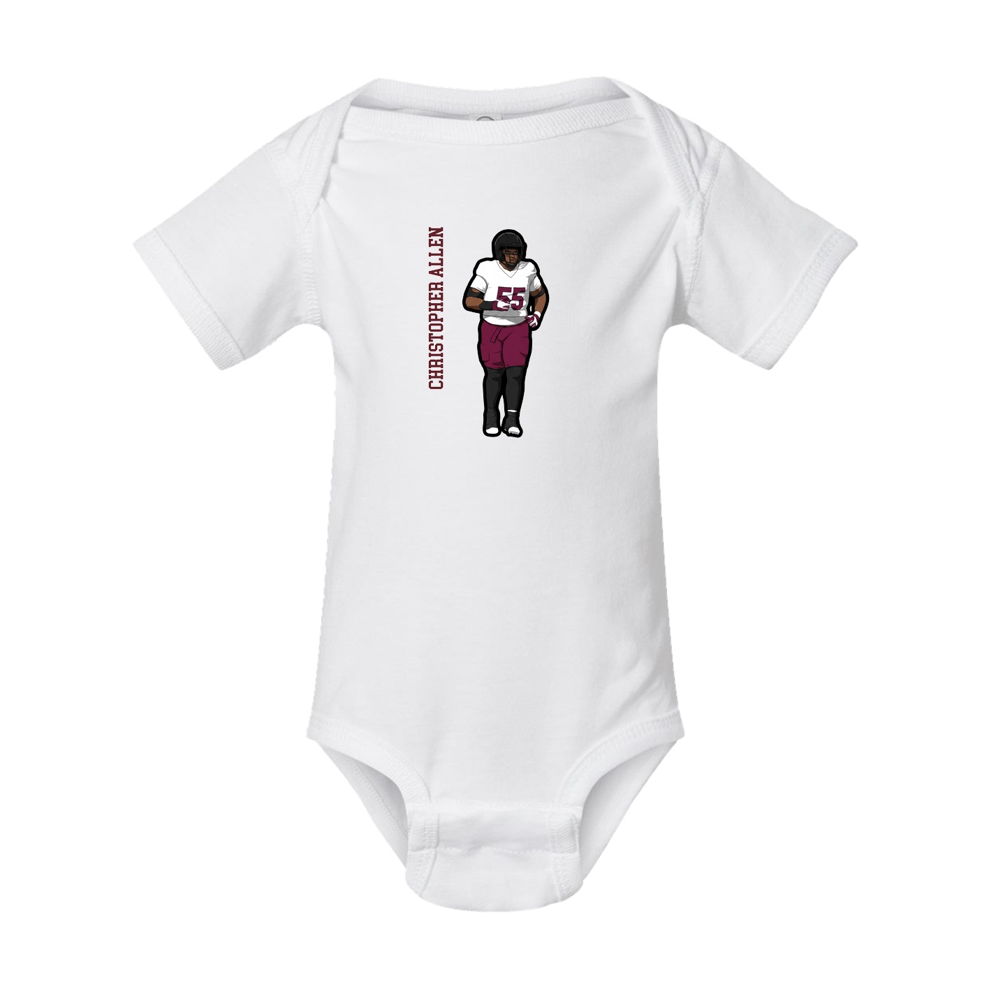 Baby Onesie — Name Vertical in White
