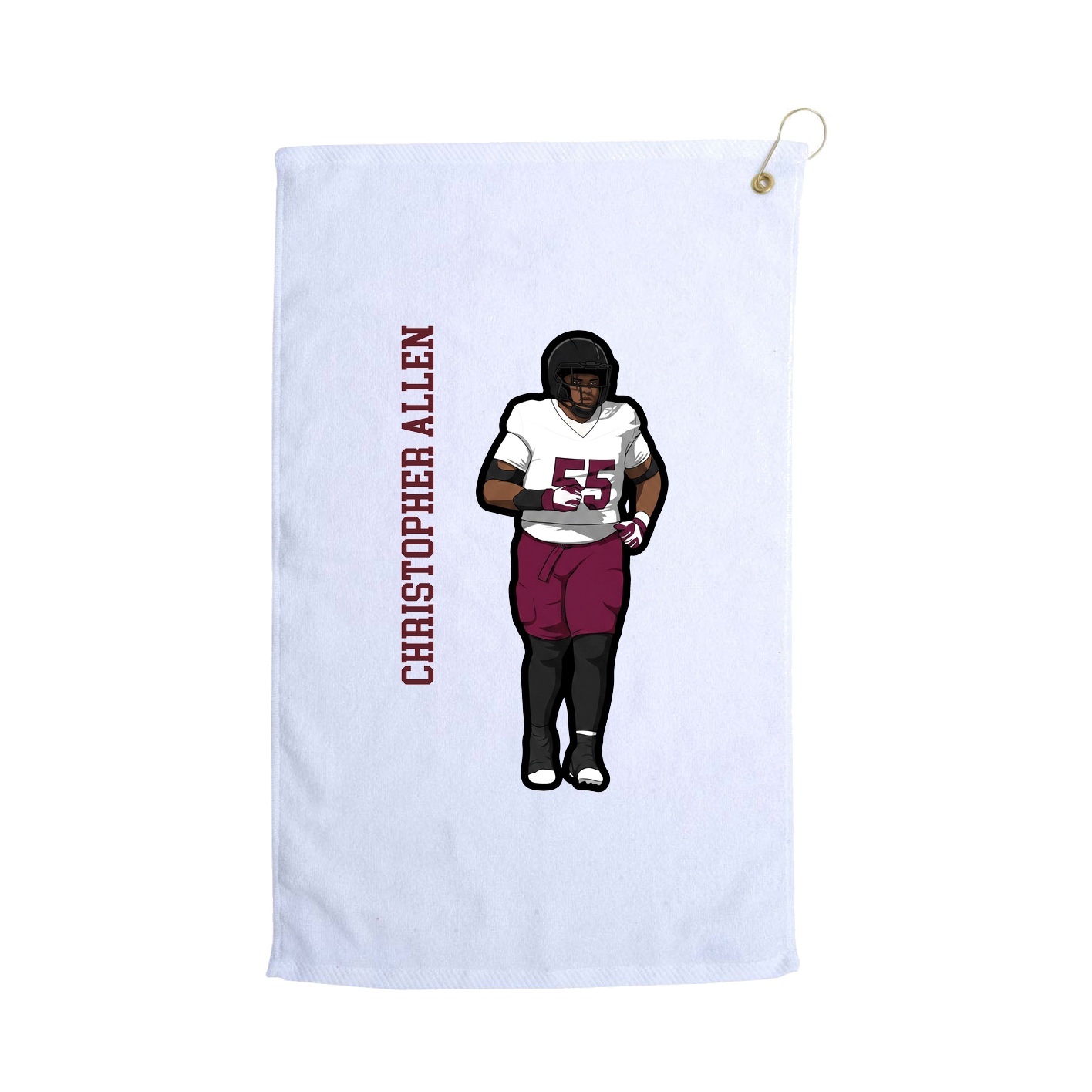 Golf Towel — Name Vertical in White