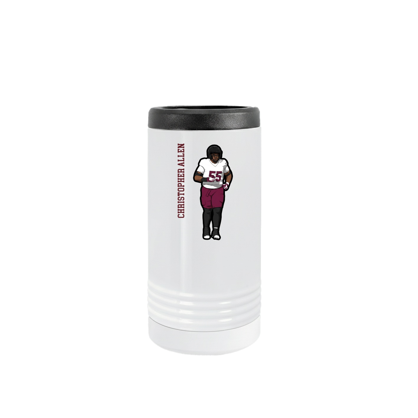 Slim Beverage Holder — Name Vertical in White
