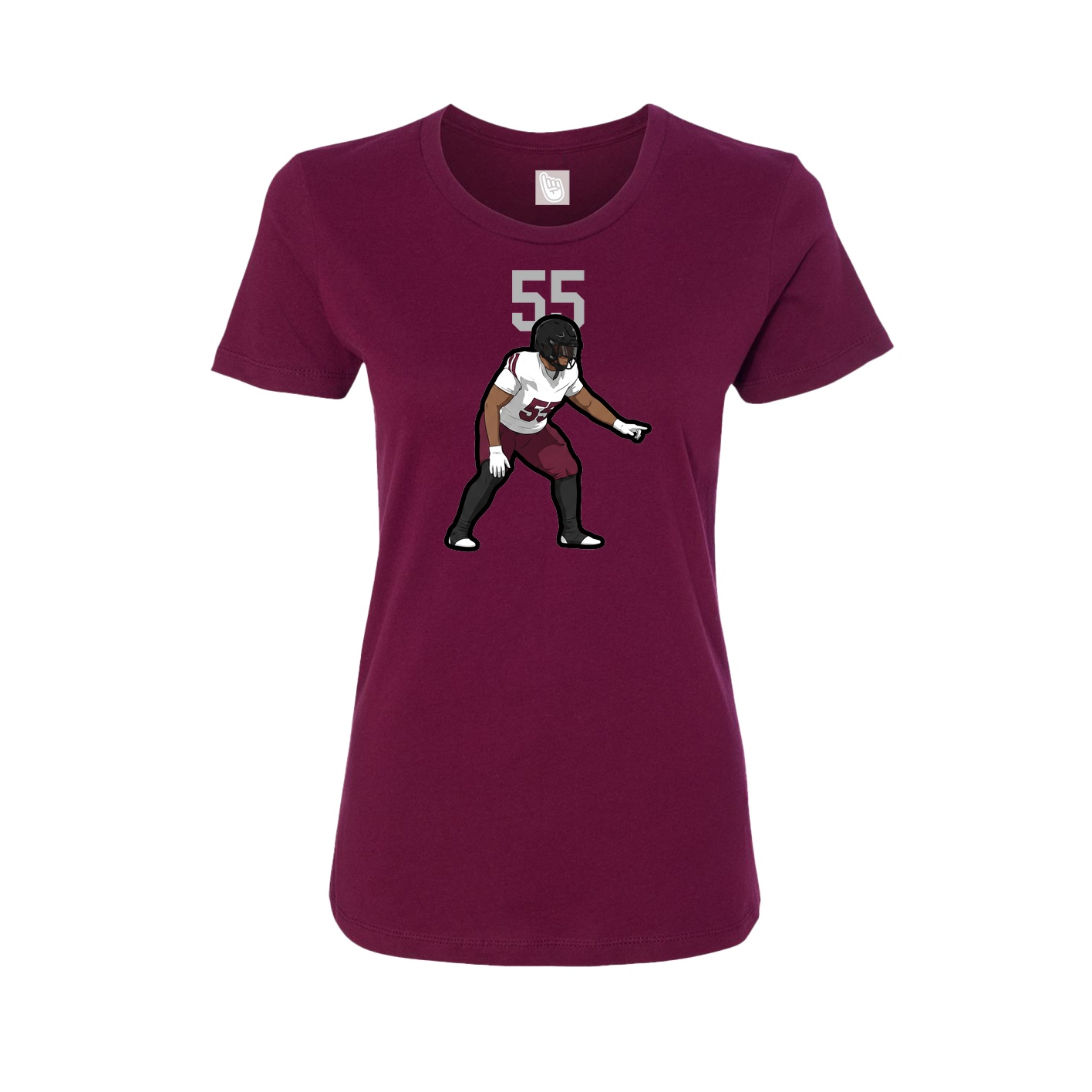 Fitted Women's Tee — Number Top in Maroon