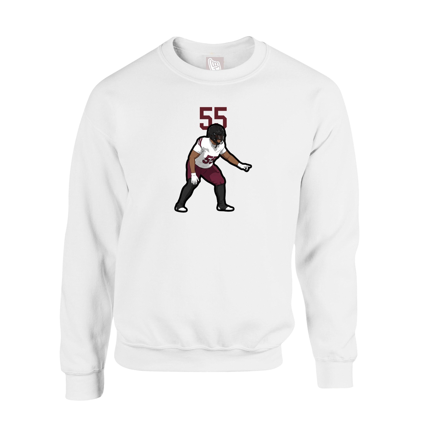 Fleece Crew — Number Top in White