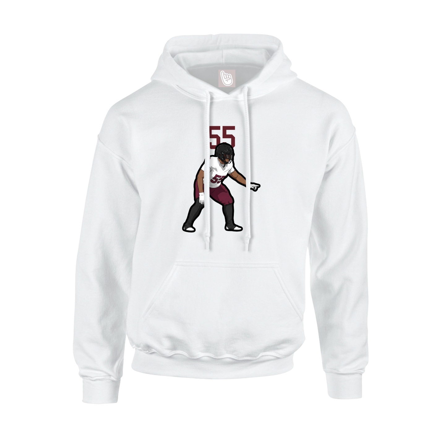 Youth Hoodie — Number Top in White