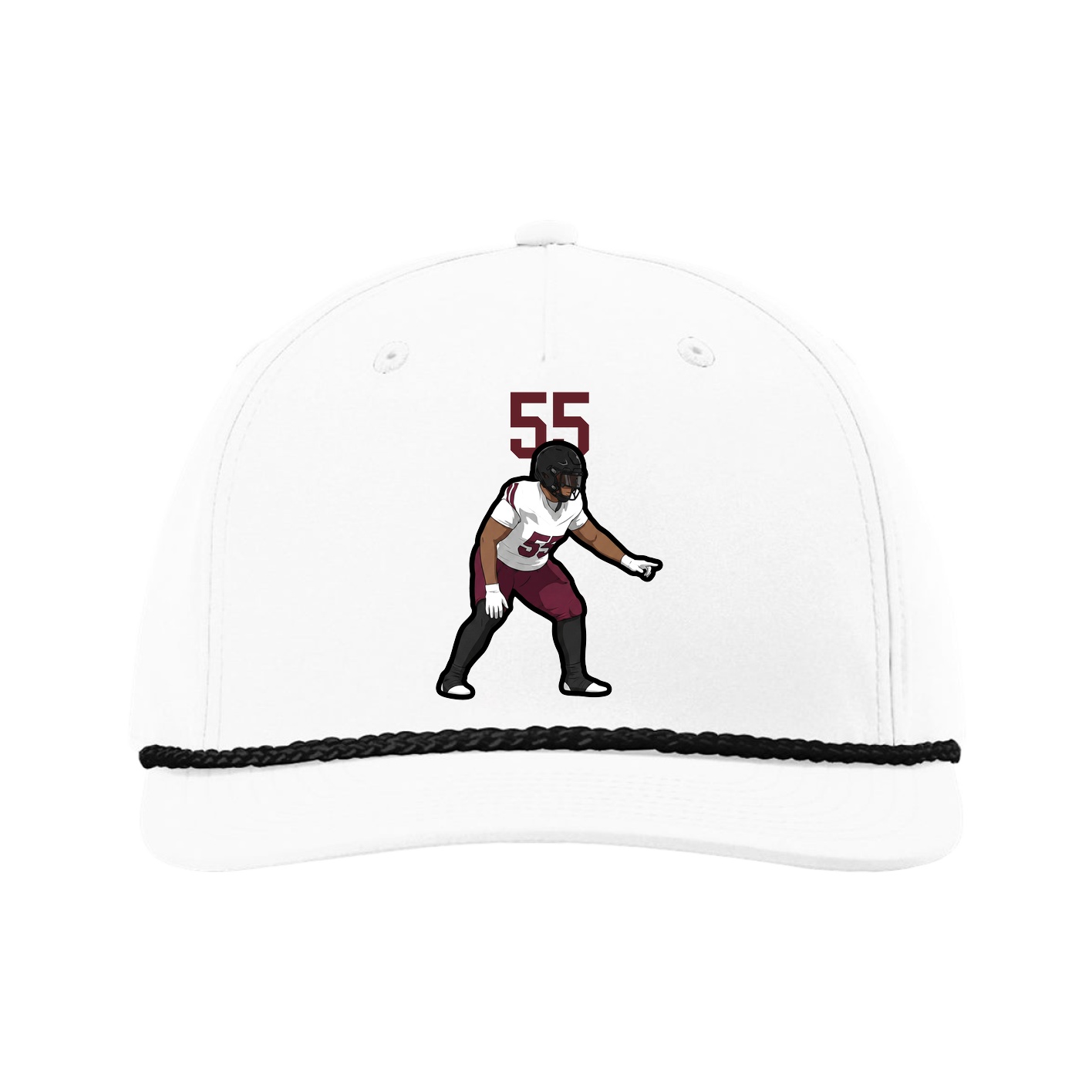 Five-Panel Classic Rope Cap — Number Top in White