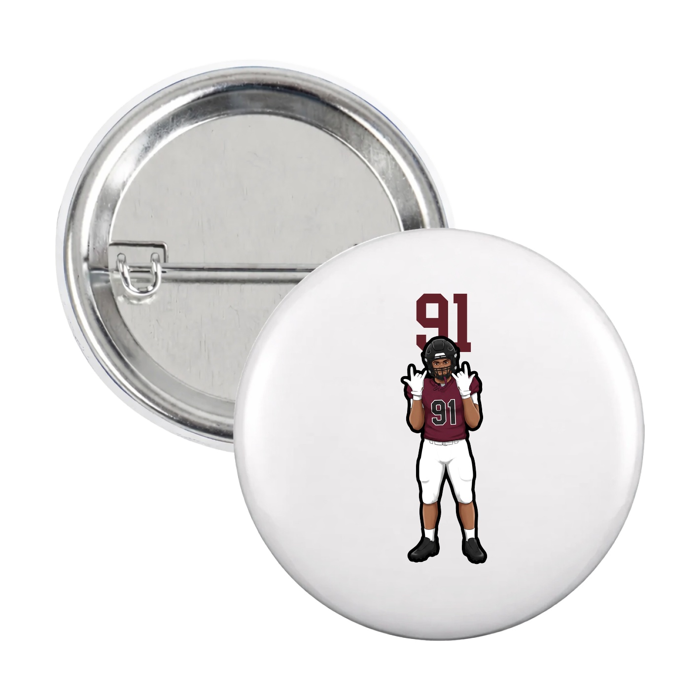 Game Day Button — Number Top in White