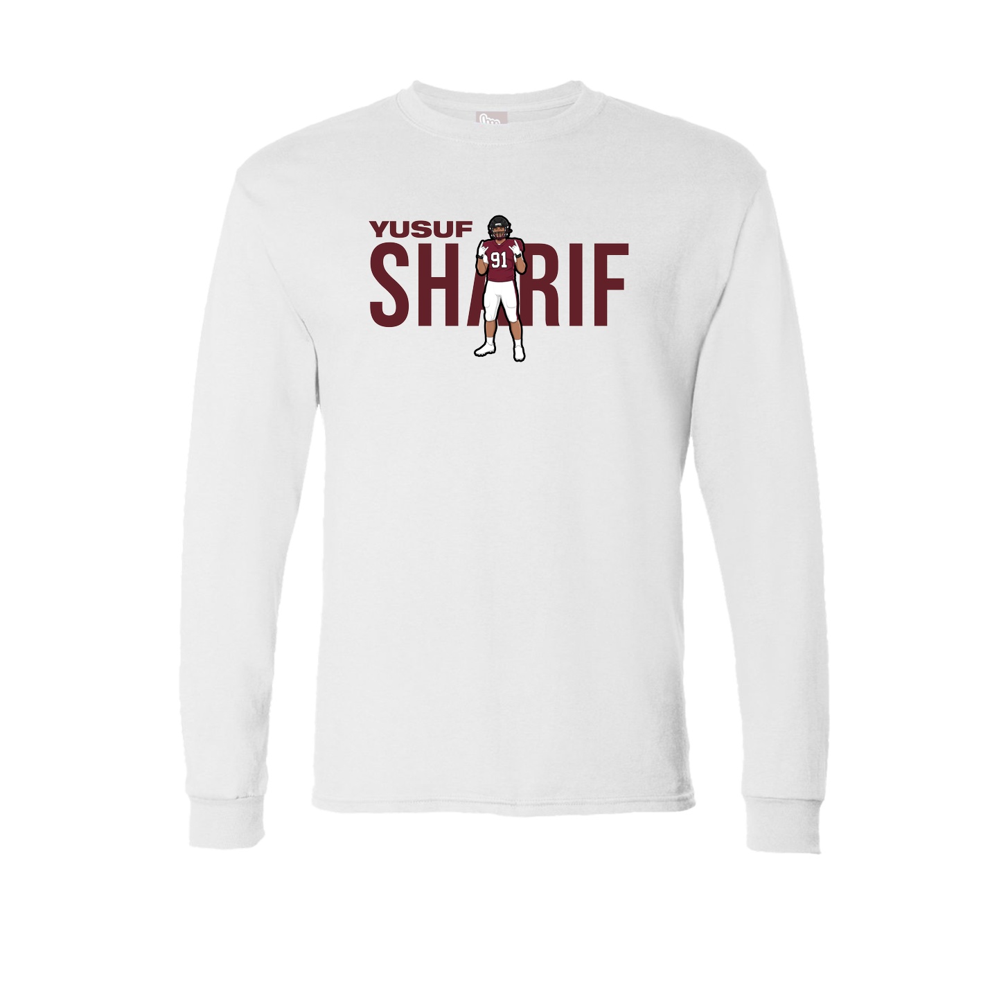 Long Sleeve Tee — Player Name in White