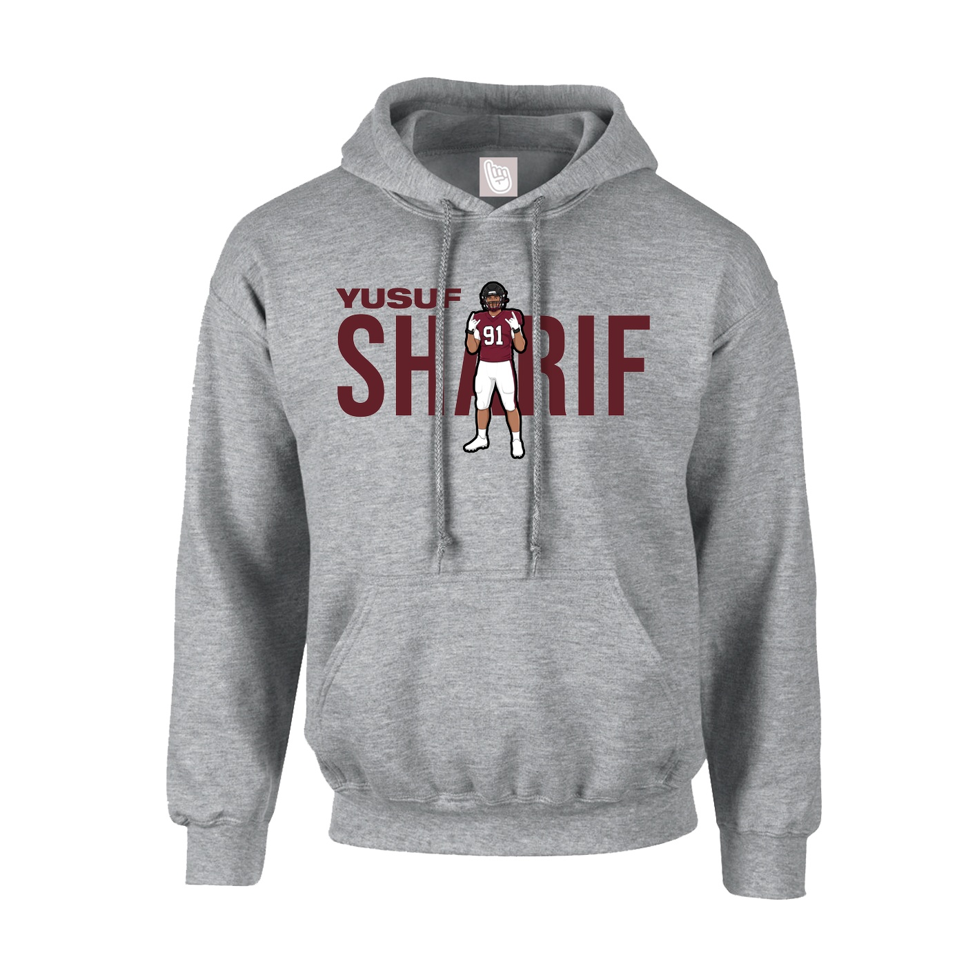 Youth Hoodie — Player Name in Grey