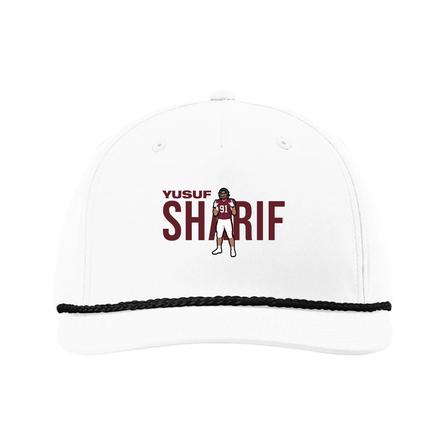 Five-Panel Classic Rope Cap — Player Name in White