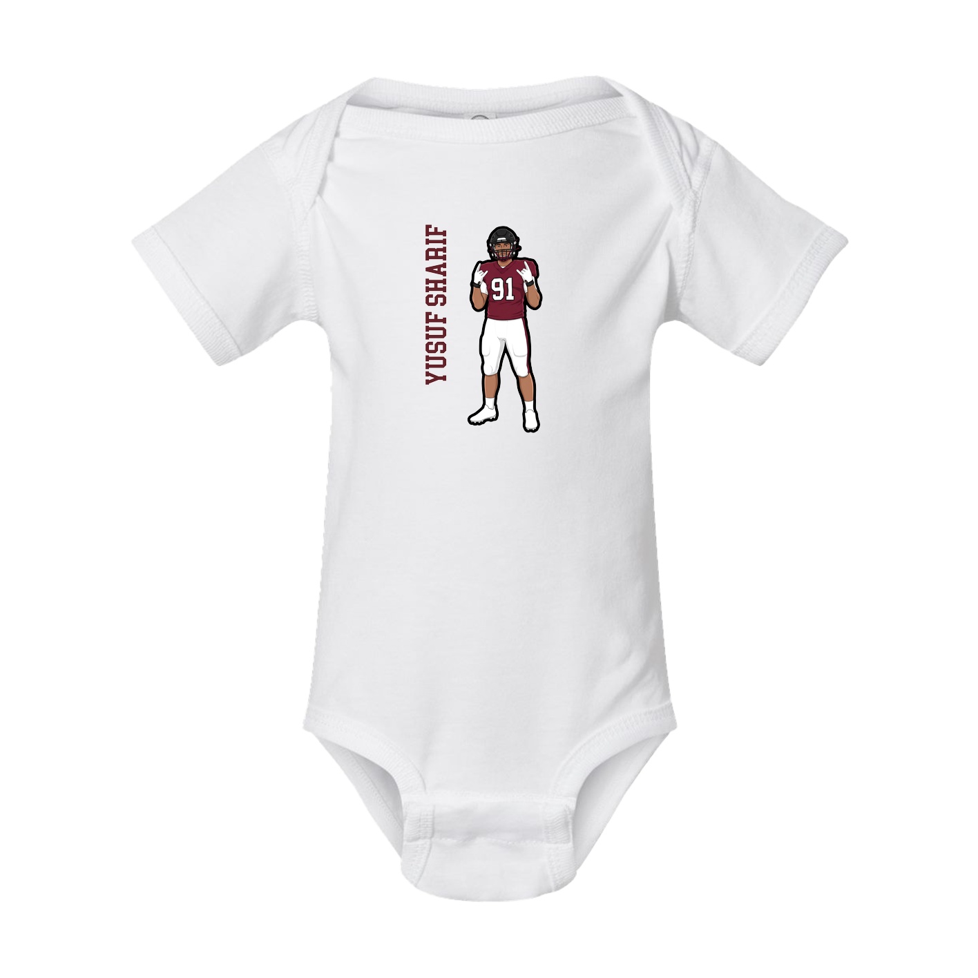 Baby Onesie — Name Vertical in White