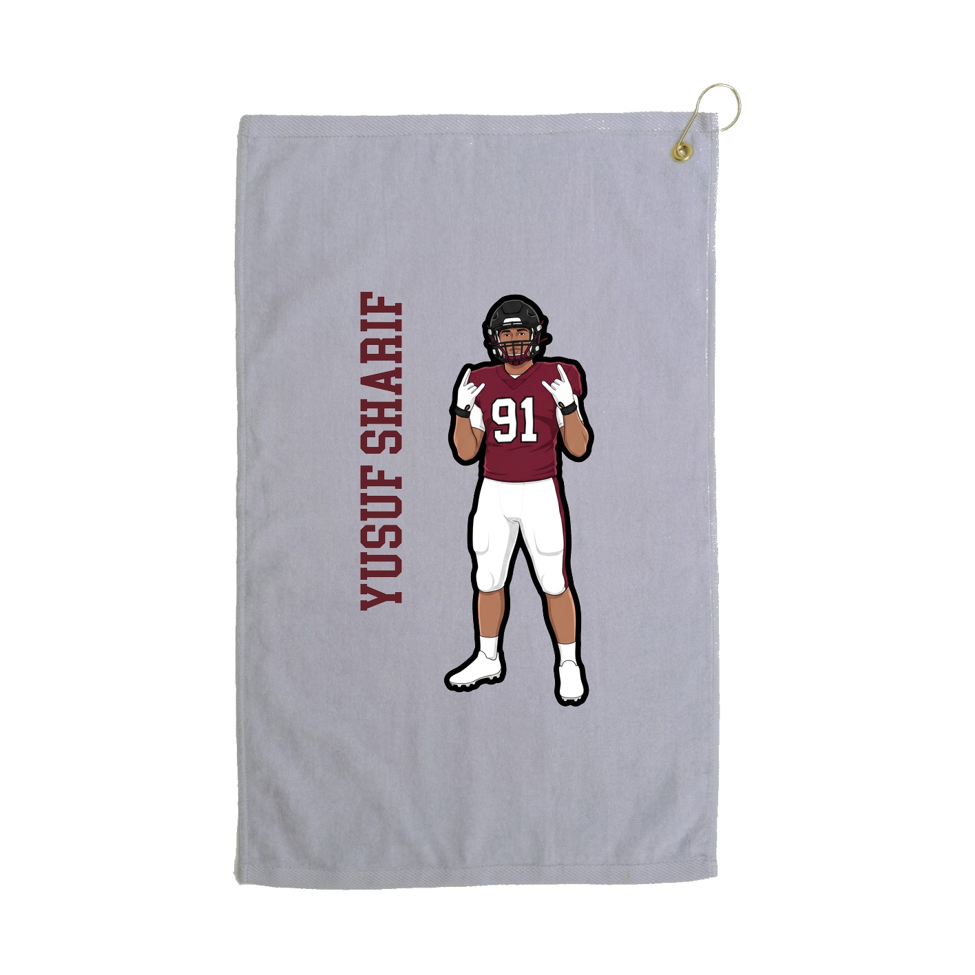 Golf Towel — Name Vertical in Grey